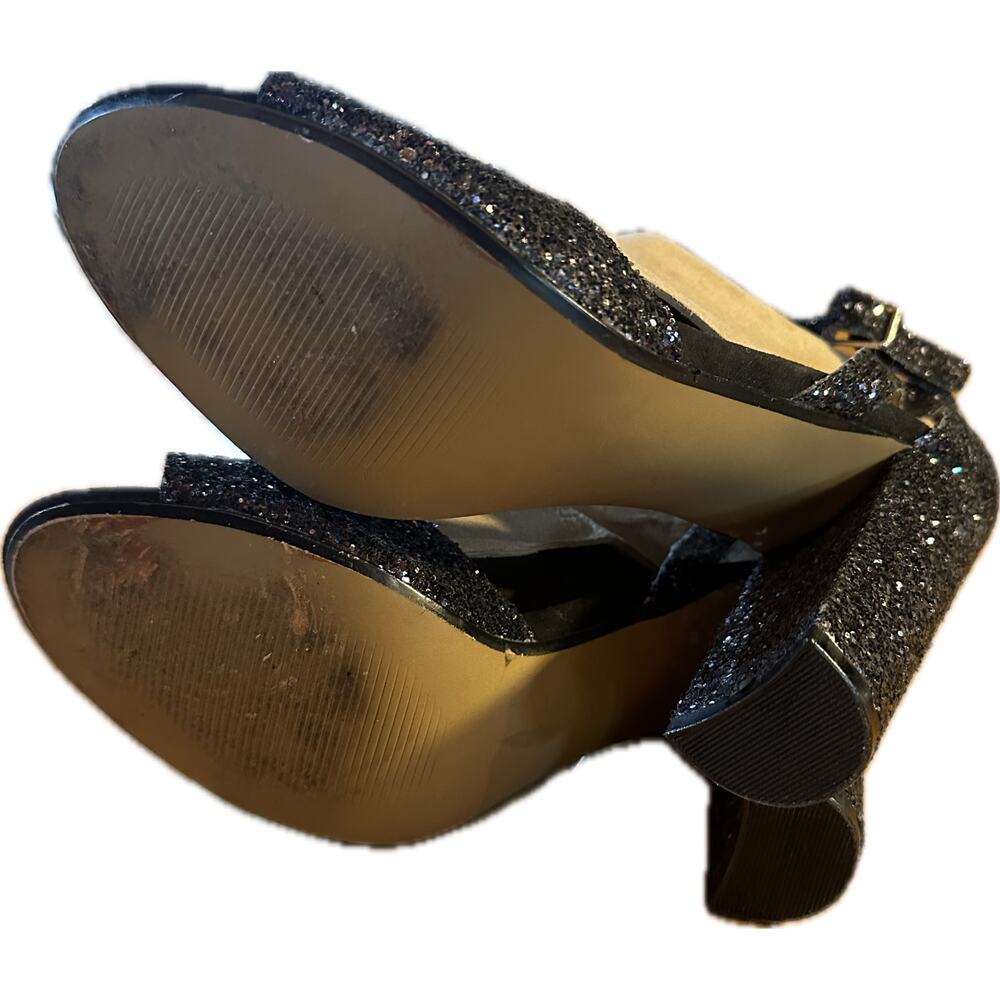 Betsy Johnson Women's Black‎ Glitter Platform Block Heel Sandals Size 8 1/2 - Picture 5 of 7